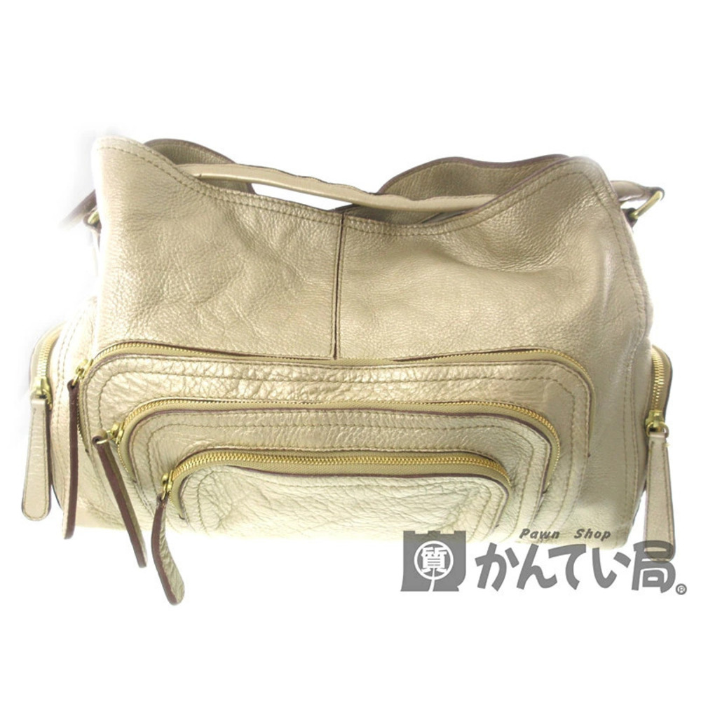 GIVENCHY Hobo Bag Handbag Leather Gold Tone